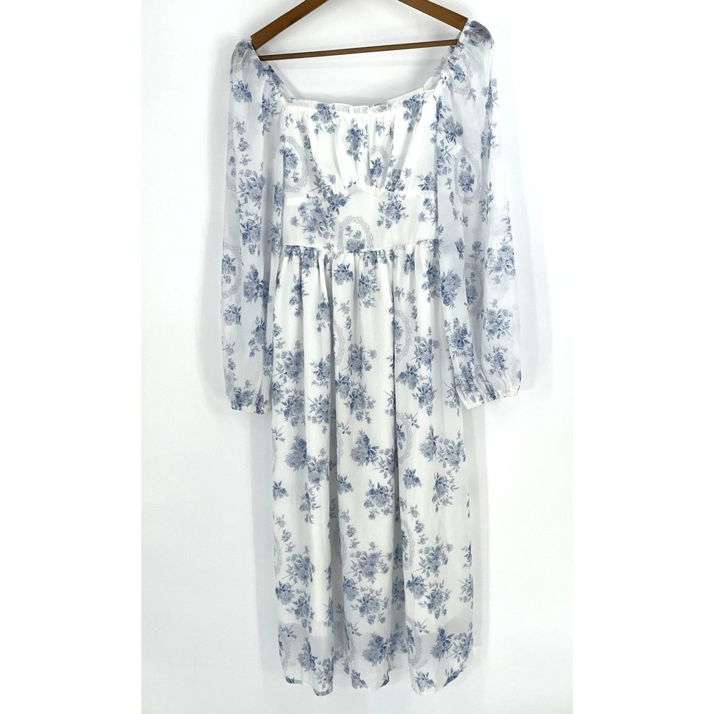 Women's Dress Bridgerton Empire Waist Floral Cottagecore Regency Milkmaid Size M
